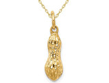14K Yellow Gold Peanut Charm Pendant Necklace with Chain